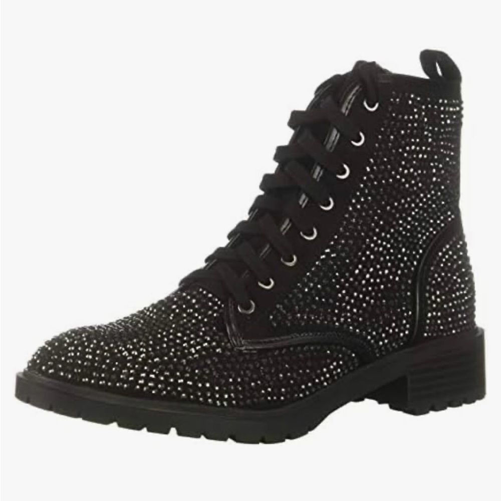 Madden Girl Kirra Black Lace Up Studded Boots - Picture 12 of 12